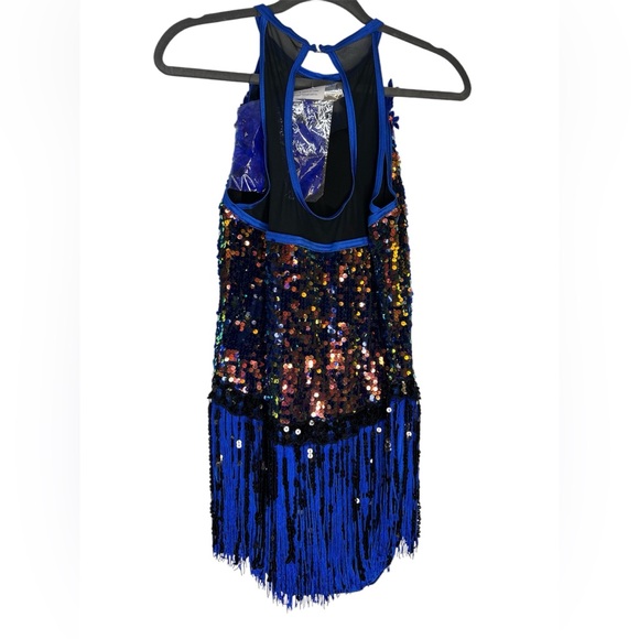Weissman Oil Slick Sequin Fringed Dance Dress Costume NEW SIZE L/XL - Picture 4 of 11